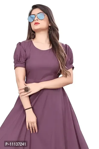 QENA New Aline Maxi Plain Dress for Women in All Trendy Colours Purple-thumb5