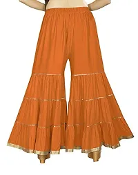 QENA Womens Rayon Sharara Palazzo (Free Size) up to 26 inch to 46 inch Orange-thumb2