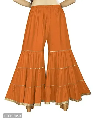 QENA Womens Rayon Sharara Palazzo (Free Size) up to 26 inch to 46 inch Orange-thumb3