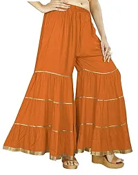 QENA Womens Rayon Sharara Palazzo (Free Size) up to 26 inch to 46 inch Orange-thumb3