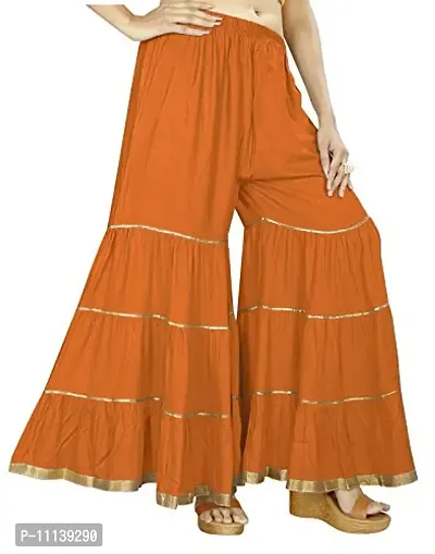 QENA Womens Rayon Sharara Palazzo (Free Size) up to 26 inch to 46 inch Orange-thumb4