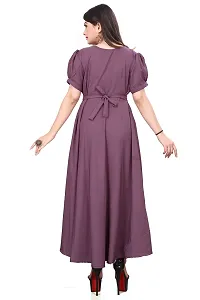 QENA New Aline Maxi Plain Dress for Women in All Trendy Colours Purple-thumb1