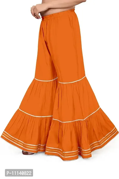 QENA Women's Rayon Flared Sharara Palazzo (Free Size) Orange