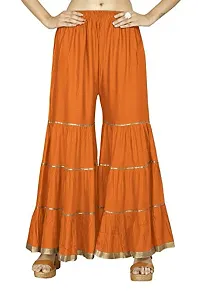 QENA Womens Rayon Sharara Palazzo (Free Size) up to 26 inch to 46 inch Orange-thumb4