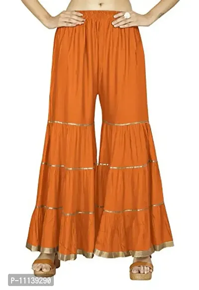 QENA Womens Rayon Sharara Palazzo (Free Size) up to 26 inch to 46 inch Orange-thumb5