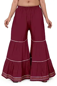 QENA Women's Rayon Flared Sharara Palazzo(Free Size) Maroon-thumb3