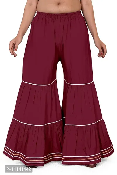 QENA Women's Rayon Flared Sharara Palazzo(Free Size) Maroon-thumb4