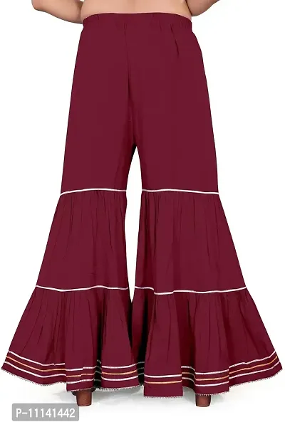 QENA Women's Rayon Flared Sharara Palazzo(Free Size) Maroon-thumb2