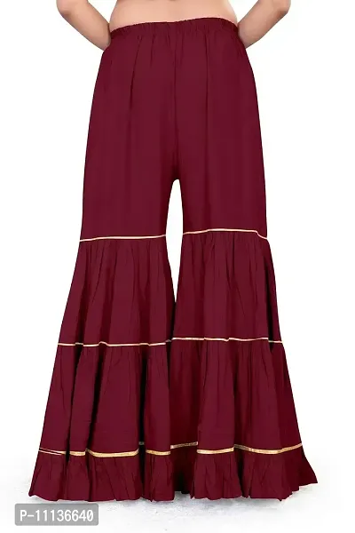 QENA Women's Relaxed Fit Rayon Palazzo (1001-MAROON_Maroon_10XL)-thumb2