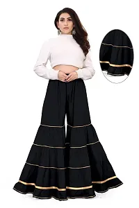 QENA Rayon Gotta Patti Sharara/Plazo (Free Size Waist Size 26 inch to 46 Inch) Black-thumb2