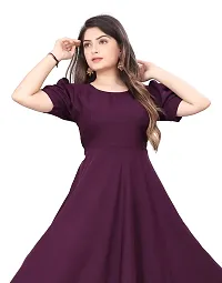 QENA New Aline Maxi Plain Dress for Women in All Trendy Colours Dark Purple-thumb4