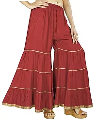 QENA Womens Rayon Sharara Palazzo (Free Size) up to 26 inch to 46 inch Red-thumb3