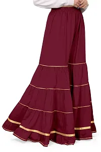 QENA Rayon Gotta Patti Sharara/Plazo (Free Size Waist Size 26 inch to 46 Inch) Maroon-thumb3