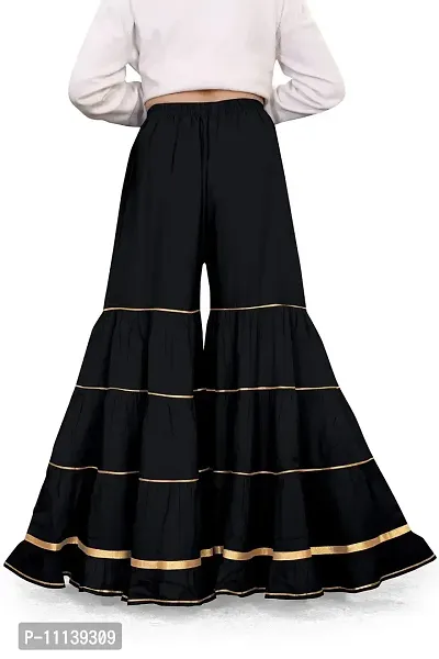 QENA Rayon Gotta Patti Sharara/Plazo (Free Size Waist Size 26 inch to 46 Inch) Black-thumb2