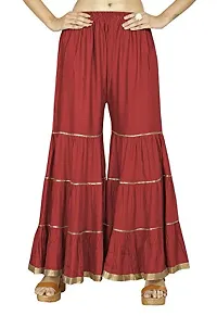QENA Womens Rayon Sharara Palazzo (Free Size) up to 26 inch to 46 inch Red-thumb4
