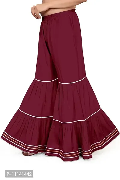 QENA Women's Rayon Flared Sharara Palazzo(Free Size) Maroon