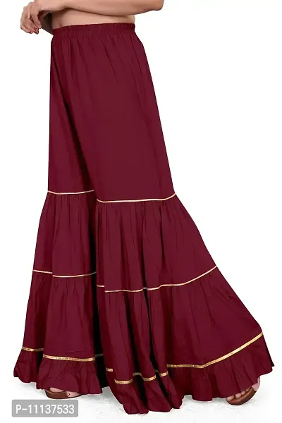 QENA Women's Rayon Flared Sharara Palazzo (Free Size) Maroon-thumb4