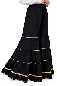 QENA Rayon Gotta Patti Sharara/Plazo (Free Size Waist Size 26 inch to 46 Inch) Black-thumb3