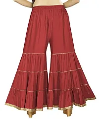 QENA Womens Rayon Sharara Palazzo (Free Size) up to 26 inch to 46 inch Red-thumb2