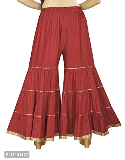 QENA Womens Rayon Sharara Palazzo (Free Size) up to 26 inch to 46 inch Red-thumb3