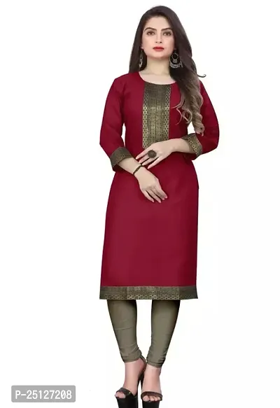 Elegant Red Cotton Solid Straight Kurti For Women-thumb0