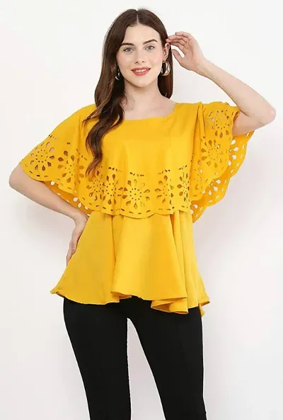 Elegant Poly Crepe Solid Top For Women