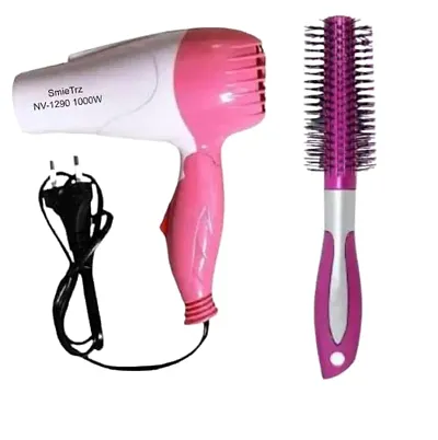 SMIETRZ Foldable Hair Dryer 1000 Watt Pink  White  Professional Electric Hair Curler and In Combo Pack