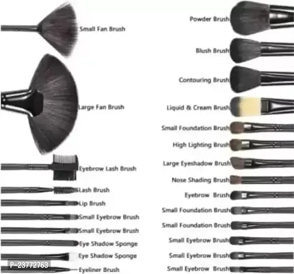 SmieTrz rofessional Wood Make Up Brushes Sets With Leather Storage Pouch (Pack of 24)-thumb5