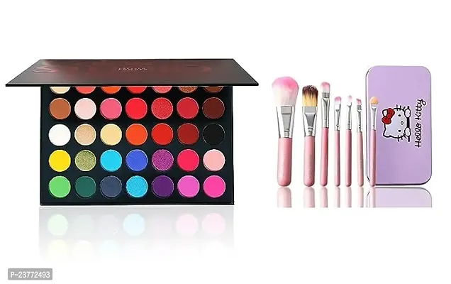 Eyeshadow With Brush Set Combo 35 Shades Color Studio with 7Pcs Makeup Brushes Kit