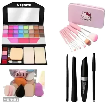 MY TYA Ultimate Fashion Eye Makeup Kit for Girls + Makeup Brushes + Kelli Makeup Sponges + EyeLiner  Kajal  Mascara  Eye Brow Pencil (4 in1)