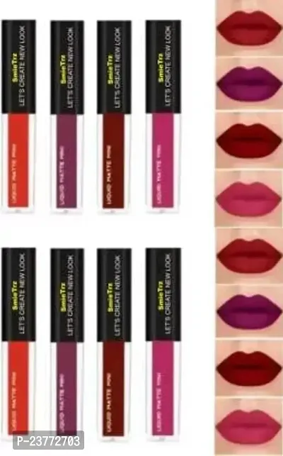 SMIETRZ Waterproof Longlasting (24 hours) SensationaL Liquid Matte Mini Lipsticks??(Red, 32 ml) Pack Of 8 (Multicolors Shades)