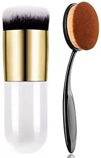 SmieTrz Professional Foundation Brush White And Oval Foundation Brush (Pack of 2)-thumb1