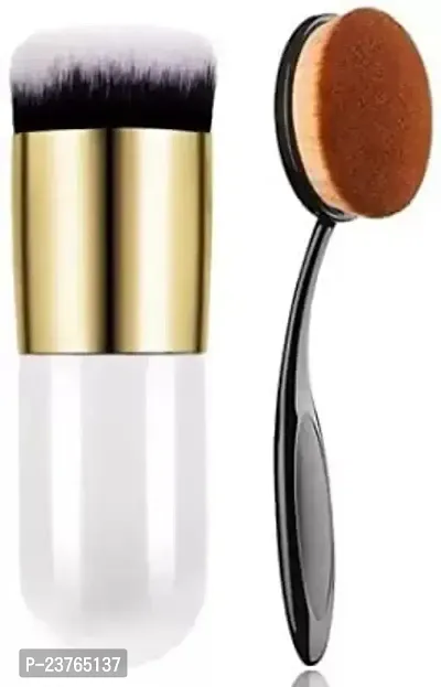 SmieTrz Professional Foundation Brush White And Oval Foundation Brush (Pack of 2)-thumb2