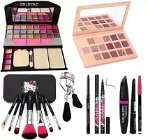 SmieTrz Kajal,Eyeliner,Curler,Brush,Makeup,kit,Eyeshadow,Blusher,Compact,Lip GlossShadow Combo (Pack of 16)-thumb1