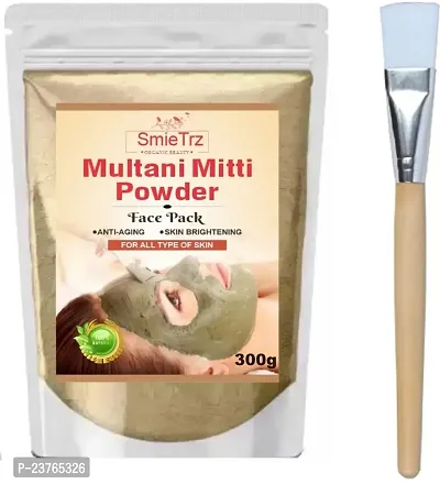 SMIETRZ Multani Mitti Face Pack for Hydrating  Glowing Oil Control - 300 gm With 1 Brush| Suits All Skin Types | Paraben-Free | No Silicones | No Sulphates