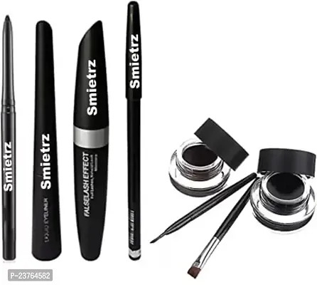 SmieTrz Makeup Beauty Kajal  2in1 Black  Brown Gel Eyeliner + 3in1 Smudge Proof Long Lasting Kajal,Mascara,Eyeliner (6 Items in The Set)