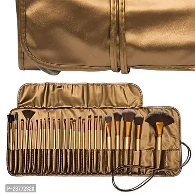 Smietrz Synthetic Bristle Makeup Brushes Sets With Pouch- Golden, Set 24 Pcs-thumb0