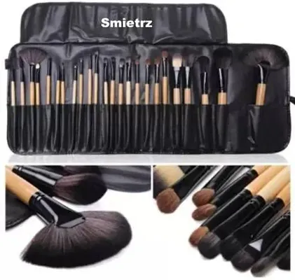 SmieTrz?Makeup Brush Set with PU Leather Case (Pack of 24)