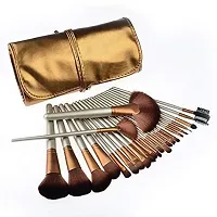 Smietrz Synthetic Bristle Makeup Brushes Sets With Pouch- Golden, Set 24 Pcs-thumb3