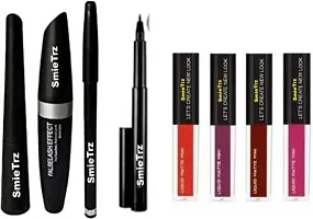 SMIETRZ Matte Liquid EyeLiner  Mascara  KaJal  Eyebrow Pencil BlacK (4in1) 4.5 ml??(Black)-thumb1