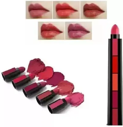 SmieTrz Velvet Matte 5 in 1 Fabulous Lipsticks 5in1 (Multicolor, 7.5 g)