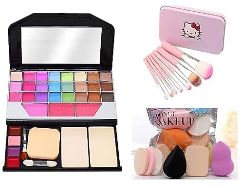 Smietrz Makeup Kit for Girls + Premium Makeup Brushes + Insta Beauty Makeup Sponges (Pink Brush + 6155), 100 Grams