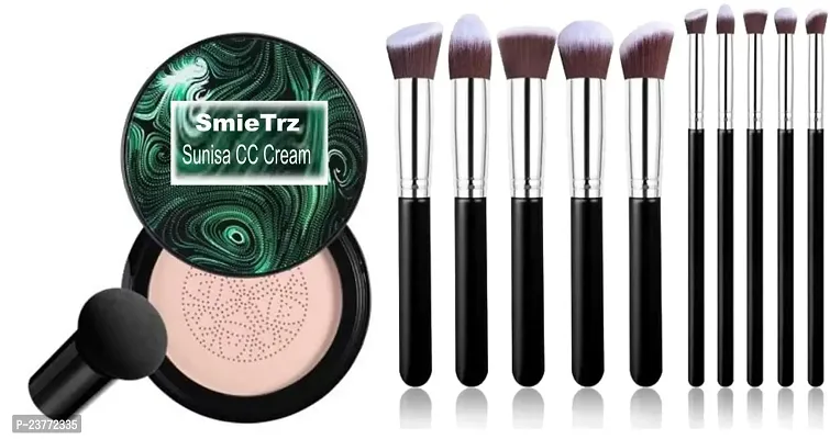 SMIETRZ Compact Powder  10 Brushes Set In Combo Pack For Women  Girls |All Skin Types-thumb0