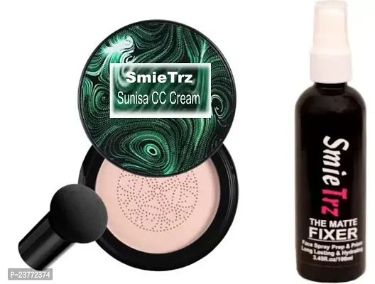 SMIETRZ Compact Powder With Matte Fixer Face Spray In Combo Pack For Women  Girls | All Skin Types
