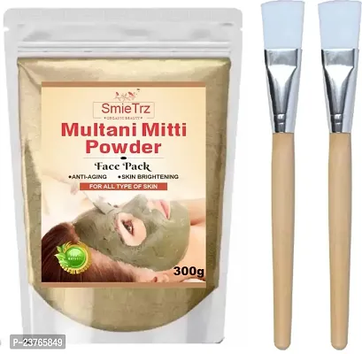 SMIETRZ Multani Mitti Face Pack for Hydrating  Glowing Oil Control - 300 gm With 2 Brush| Suits All Skin Types | Paraben-Free | No Silicones | No Sulphates