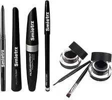 SmieTrz Makeup Beauty Kajal  2in1 Black  Brown Gel Eyeliner + 3in1 Smudge Proof Long Lasting Kajal,Mascara,Eyeliner (6 Items in The Set)-thumb1