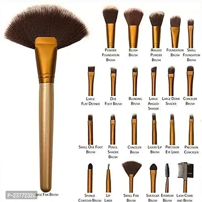 Smietrz Synthetic Bristle Makeup Brushes Sets With Pouch- Golden, Set 24 Pcs-thumb2