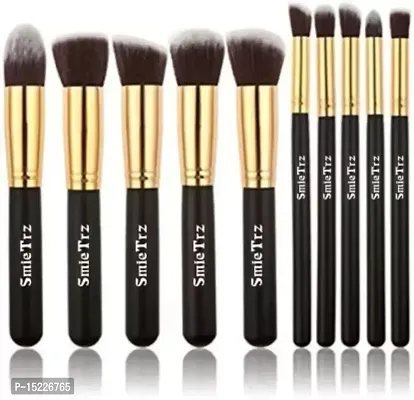 Premium Synthetic Makeup Brush Set (black)  (Pack of 10)