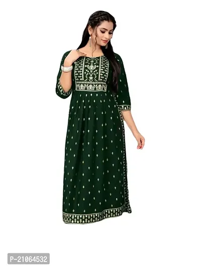 NIVANSH Fashion Women's Regular Printed Straight Rayon Stitched Kurti-thumb0