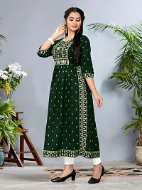 NIVANSH Fashion Women's Regular Printed Straight Rayon Stitched Kurti (Green) Size XXX-Large-thumb1